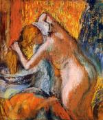 After the Bath. Woman Drying Her Hair