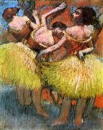 Three Dancers. Yellow Skirts. Red Blouses