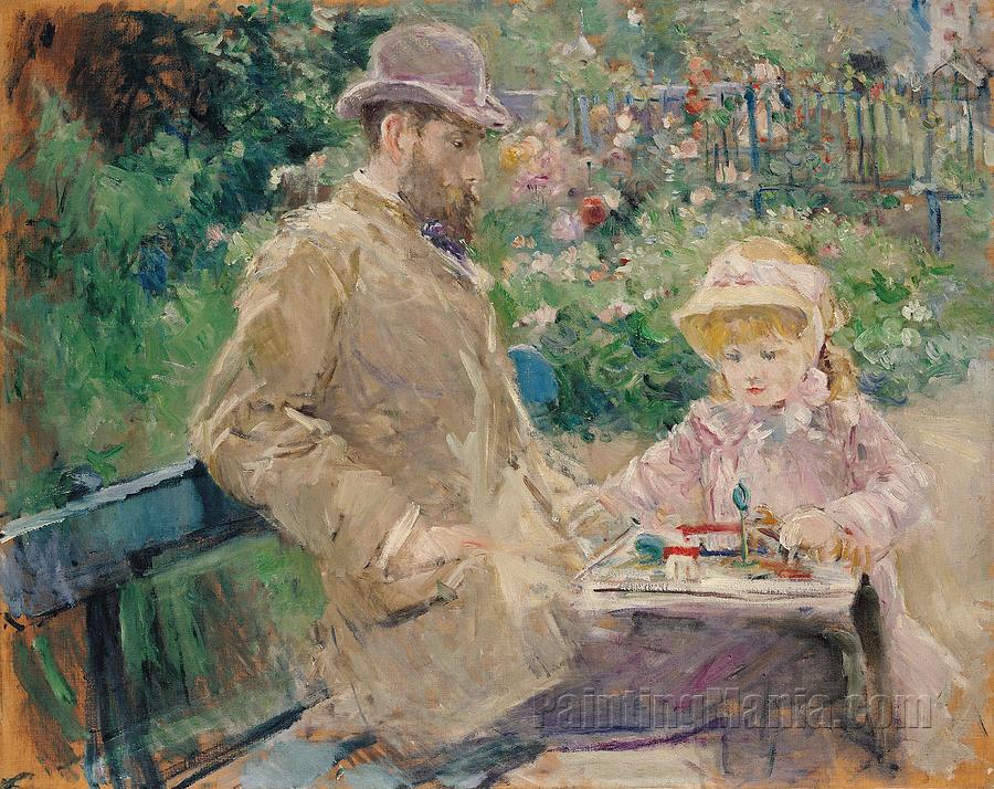 Eugene Manet 1833-92 with His Daughter at Bougival