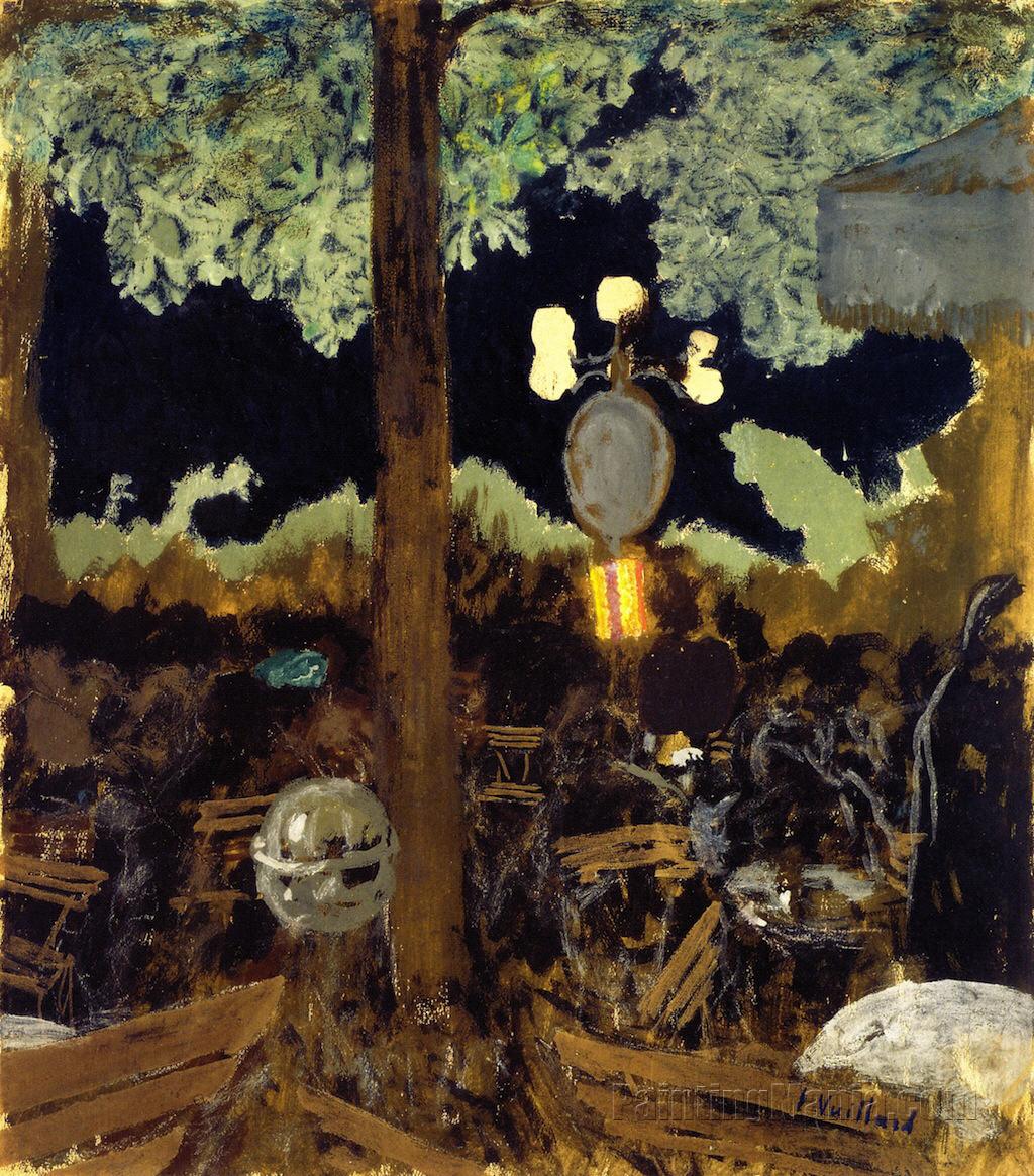 Cafe in the Bois de Boulogne at Night - The Garden of the Alcazar
