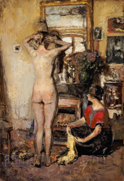 Female Nude in Front of Mirror