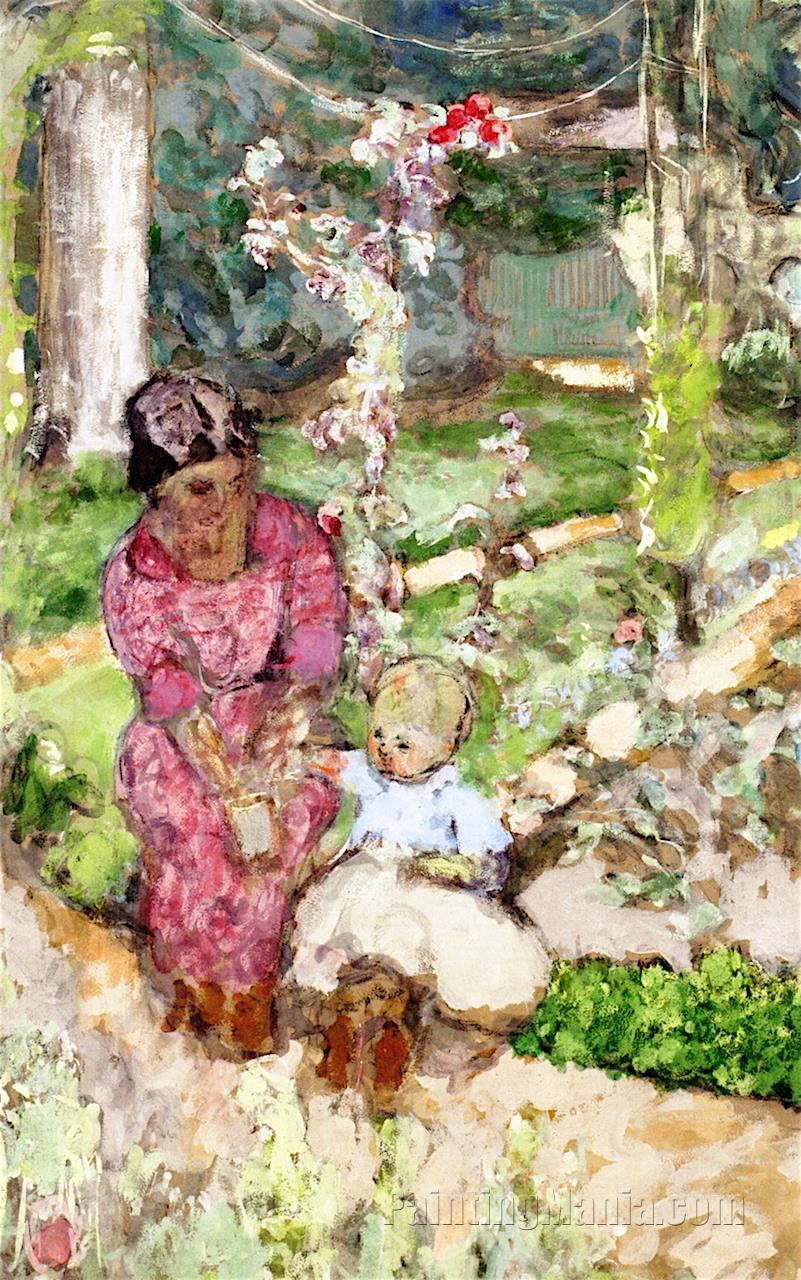 Madeleine Discords and Her Son Bernard in the Garden (Study I)