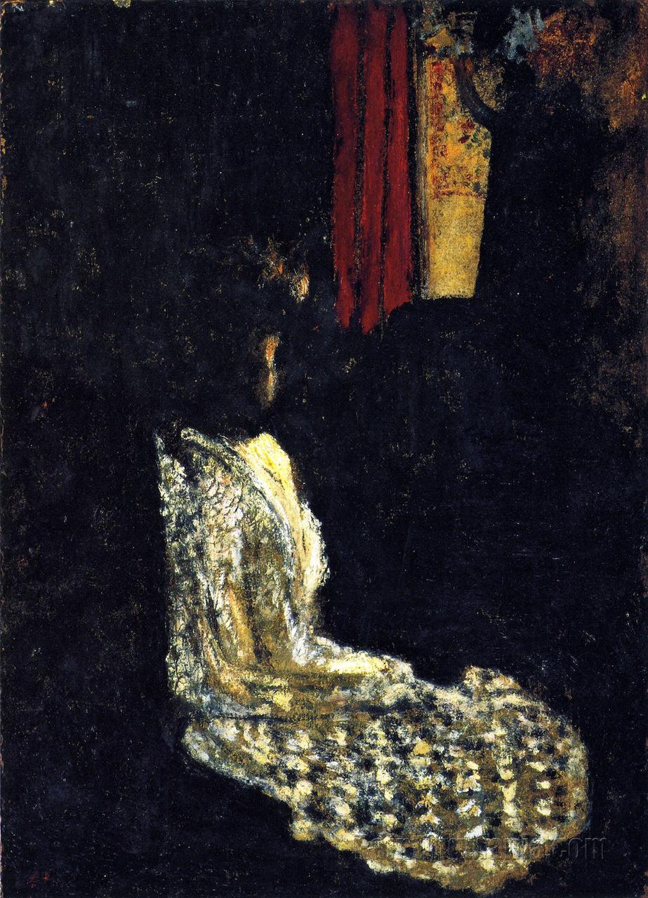 Woman Seated in a Dark Room