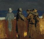 Four Figures in Front of a Parapet