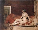Nude on a Blanket with Red Flowers