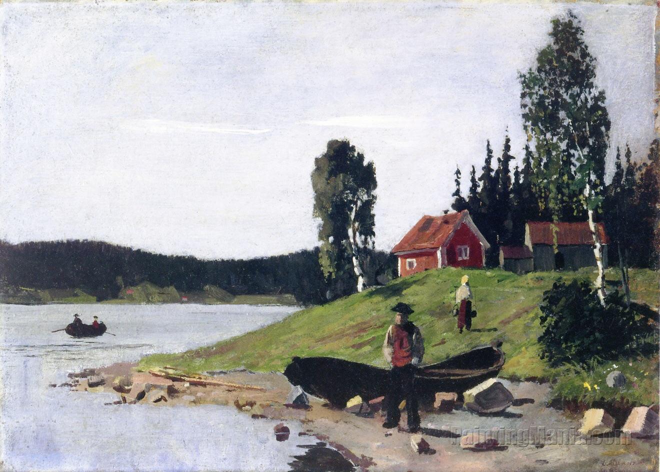 Bay with Boat and House