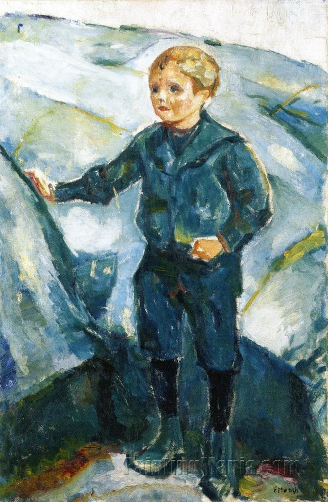 Boy in Rocky Landscape