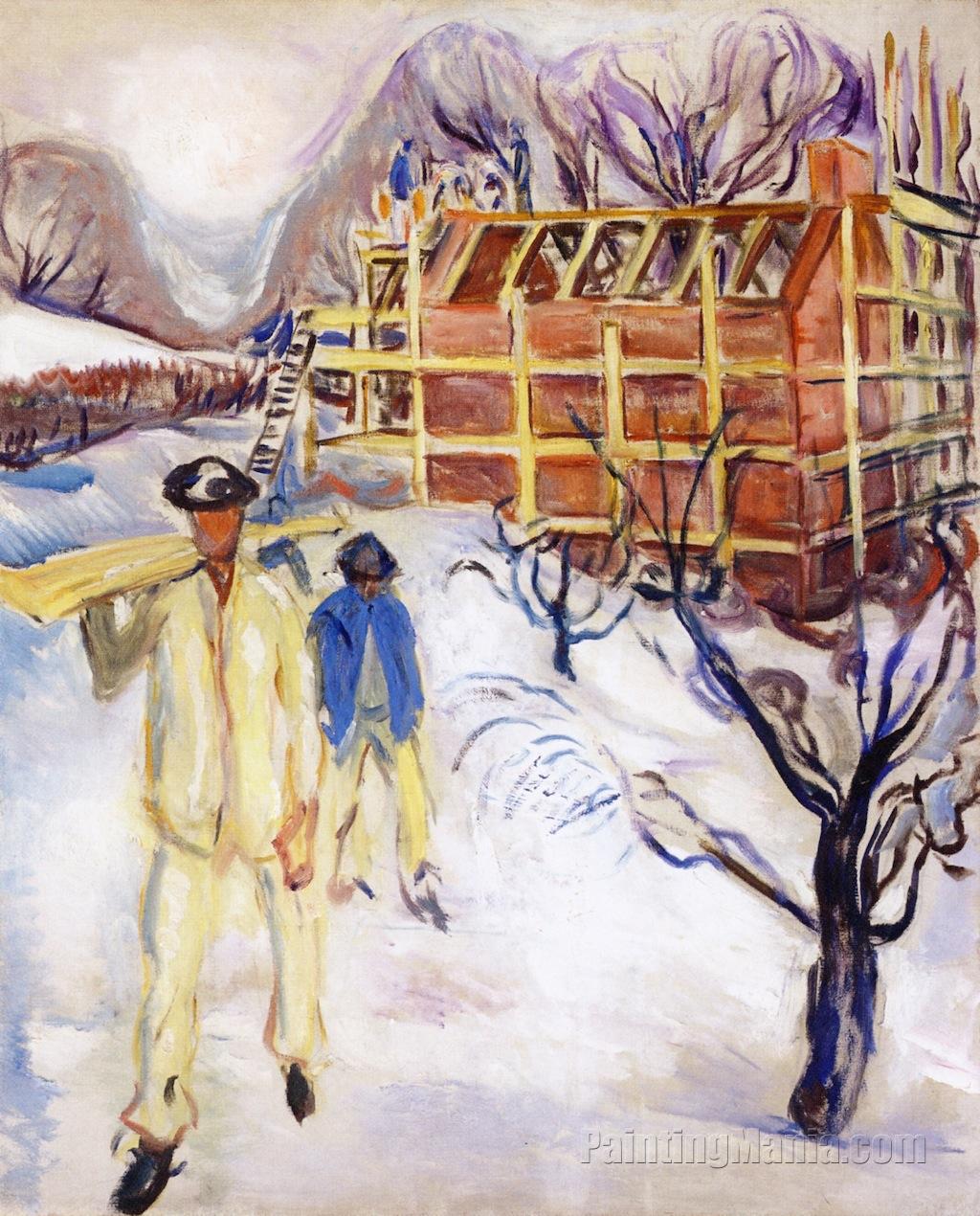 Building Workers in the Snow