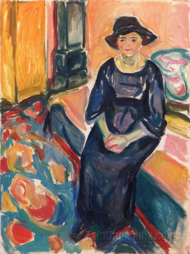 Model with Hat, Seated on the Couch