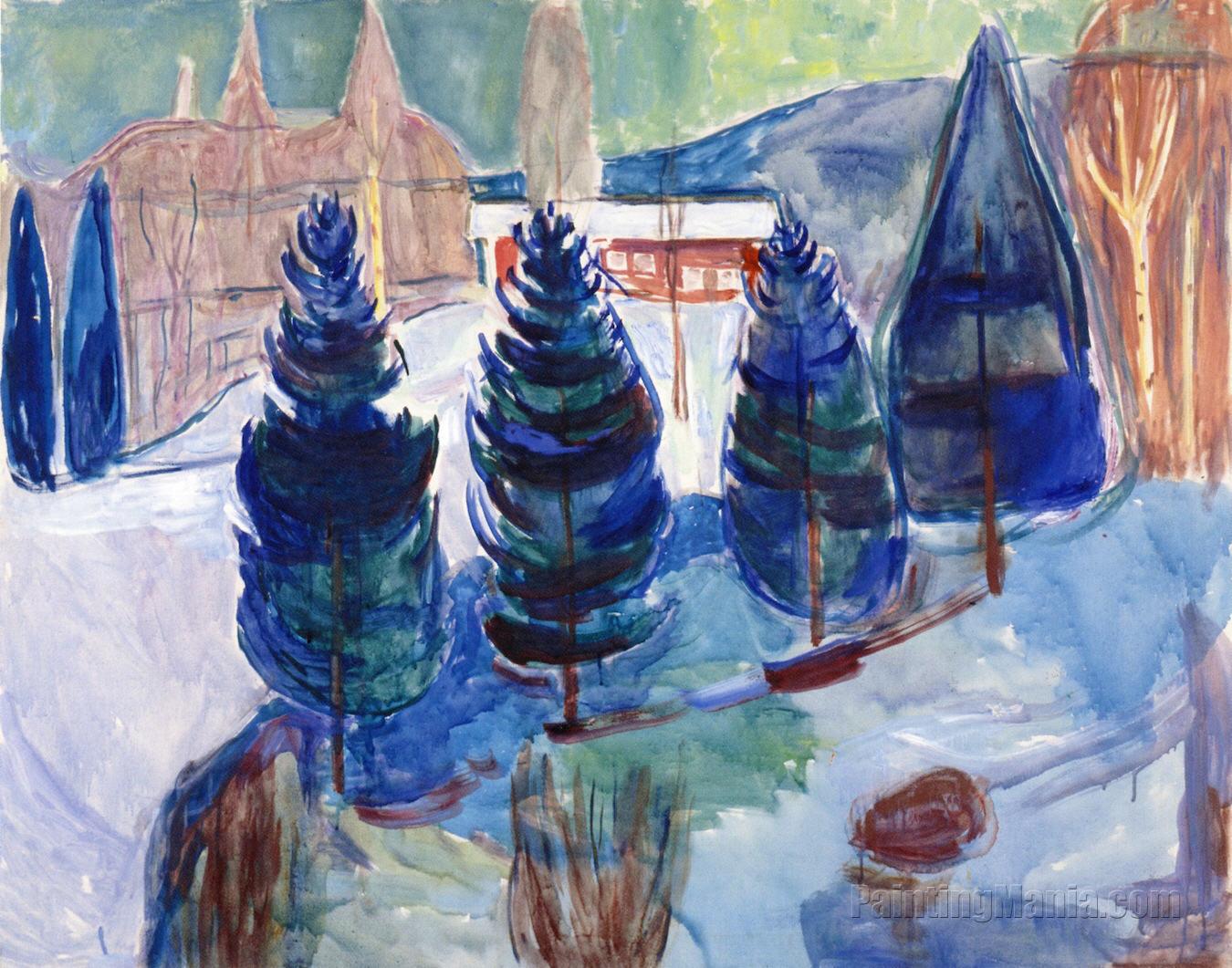 Red House and Spruces 1927