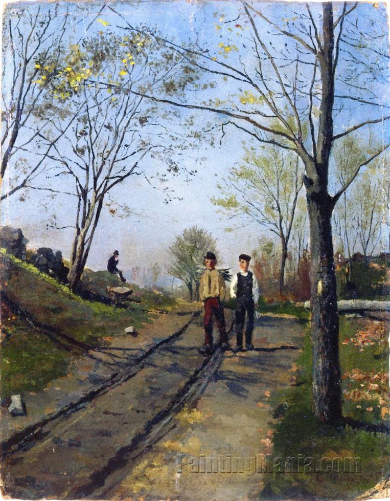 Two Boys on a Country Lane