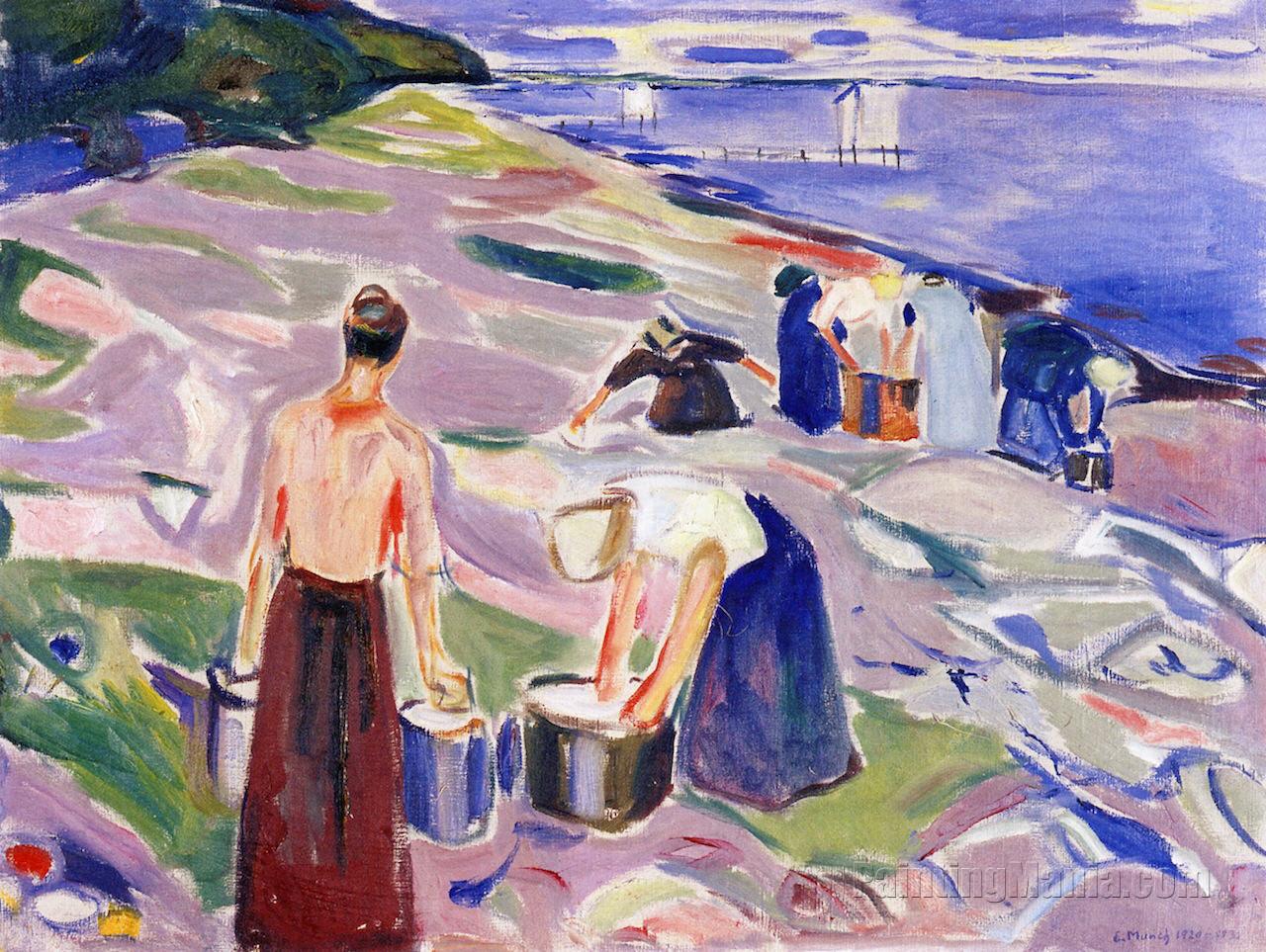 Washing Clothes by the Sea
