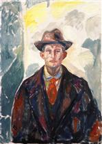 Self-Portrait with Hat and Red Tie