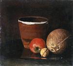 Still Life with Jar, Apple, Walnut and Coconut