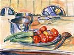 Still Life with Tomatoes. Leek and Casseroles