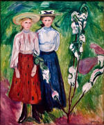 Two Girls under a Apple Tree in Bloom