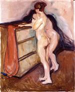 Two Nudes Standing by a Chest of Drawers
