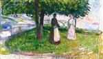 Two Women under the Tree in the Garden