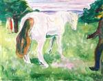 White Horse in a Green Meadow