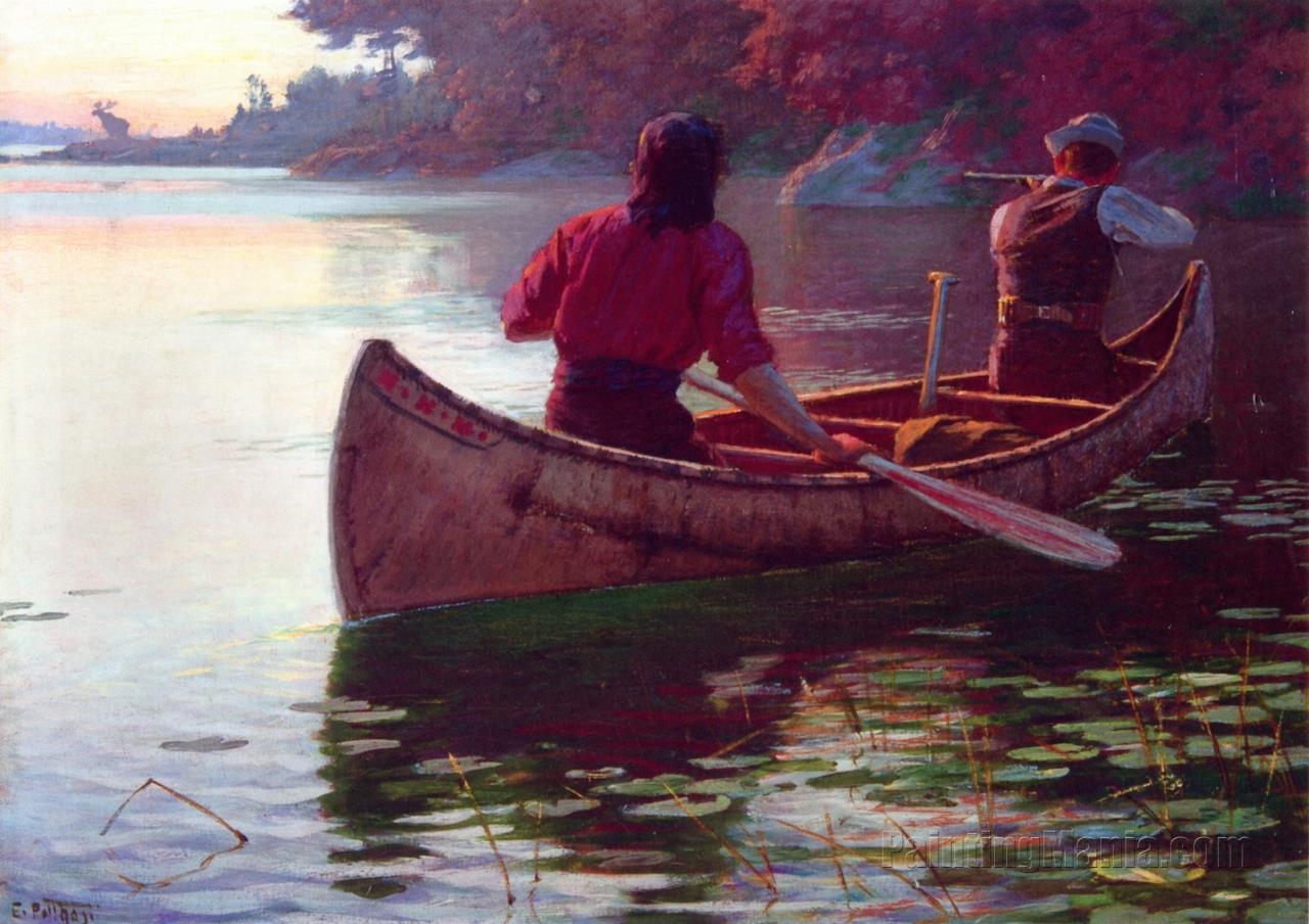 Hunting by Canoe
