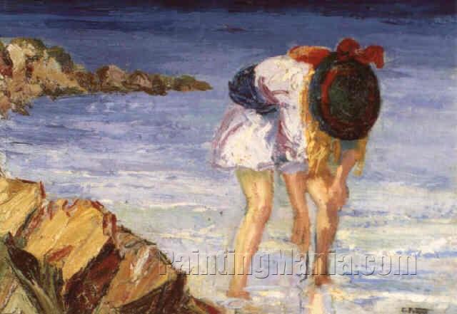 Buyenlarge 'Little Girl Fishing' by Maxine Stevens Painting Print Size: 42 H x 28 W x 1.5 D