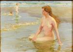 Lady Bather on the Shore with Children Frolicking