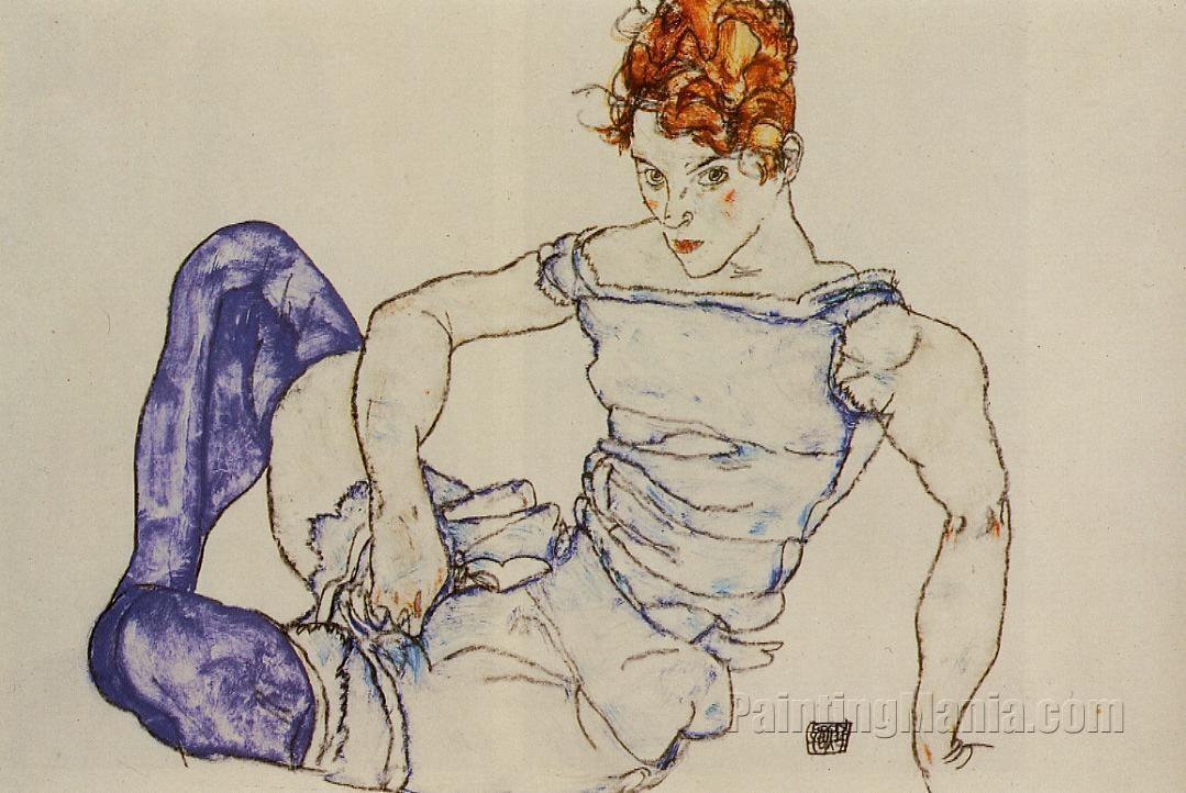 Seated Woman in Violet Stockings