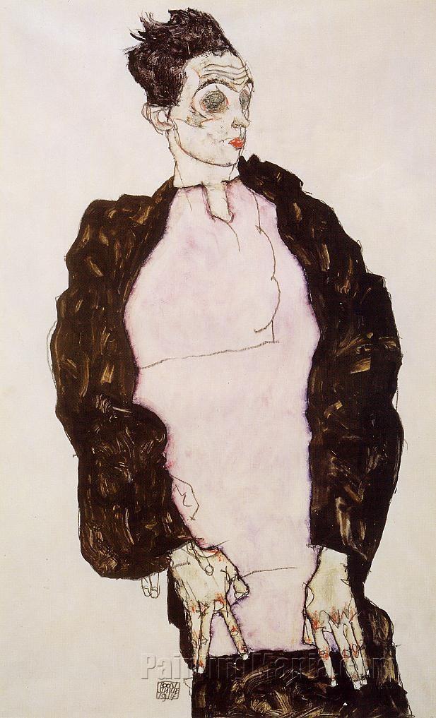 Self Portrait in Lavender and Dark Suit, Standing