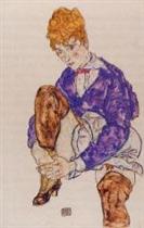 Portrait of the Artist's Wife Seated. Holding Her Right Leg