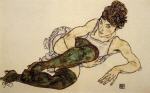 Reclining Woman with Green Stockings
