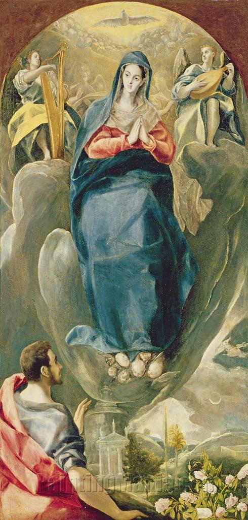 The Immaculate Conception Contemplated by St. John the Evangelist - El  Greco Paintings