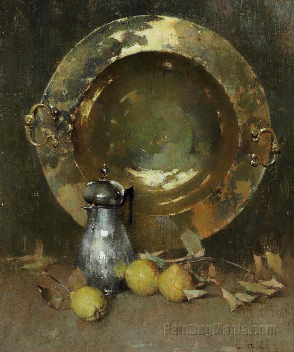 Still Life with Brazier, Silver Tea, and Onions