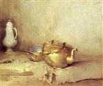 Brass Kettle with Porcelain Coffee Pot
