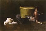 Still Life: Brass Bowl, Copper Coffee Pot and Pigeons
