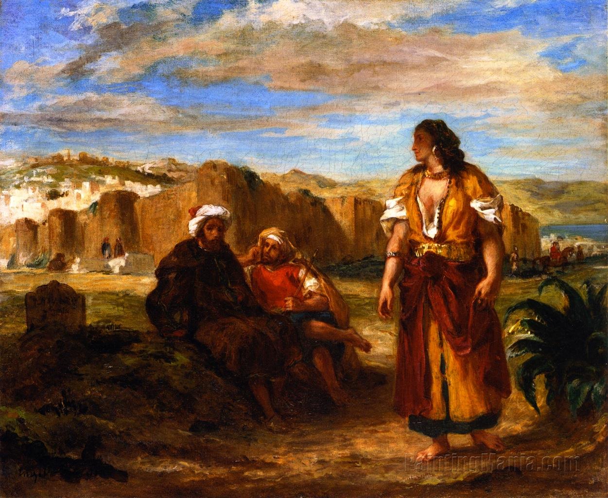 View of Tangier with Two Seated Arabs