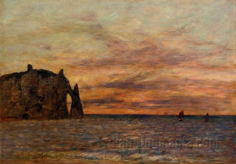 Etretat: the Falaise d'Aval at Sunset