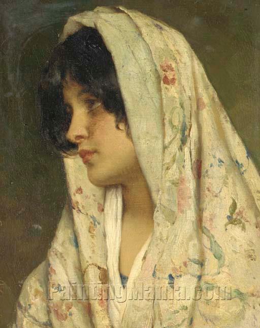 A Young Beauty with a Flowered Shawl