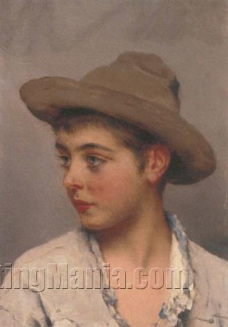 A Young Boy Wearing a Stetson