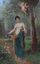 Maiden in a Silk Gown with Cherub