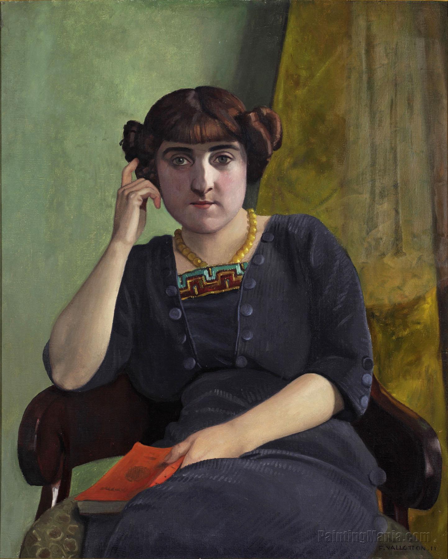 Portrait of Young Woman in Velvet Dress