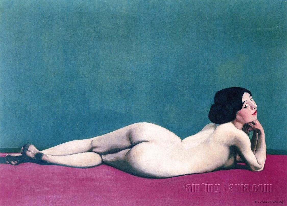 Reclining Nude on a Red Carpet