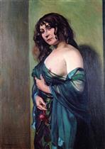 Woman Draped in Green