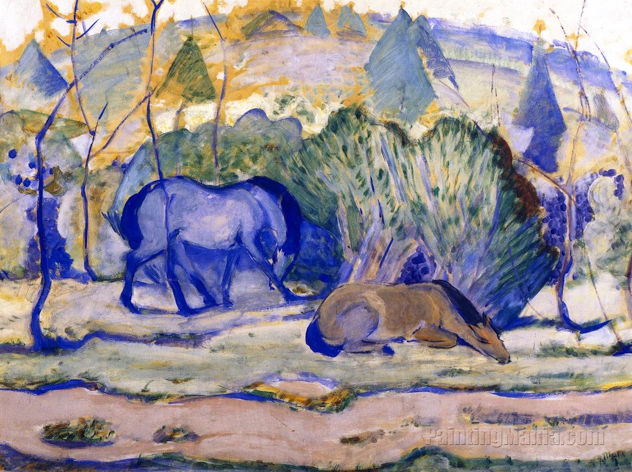 Horses at Pasture (Horses in a Landscape)