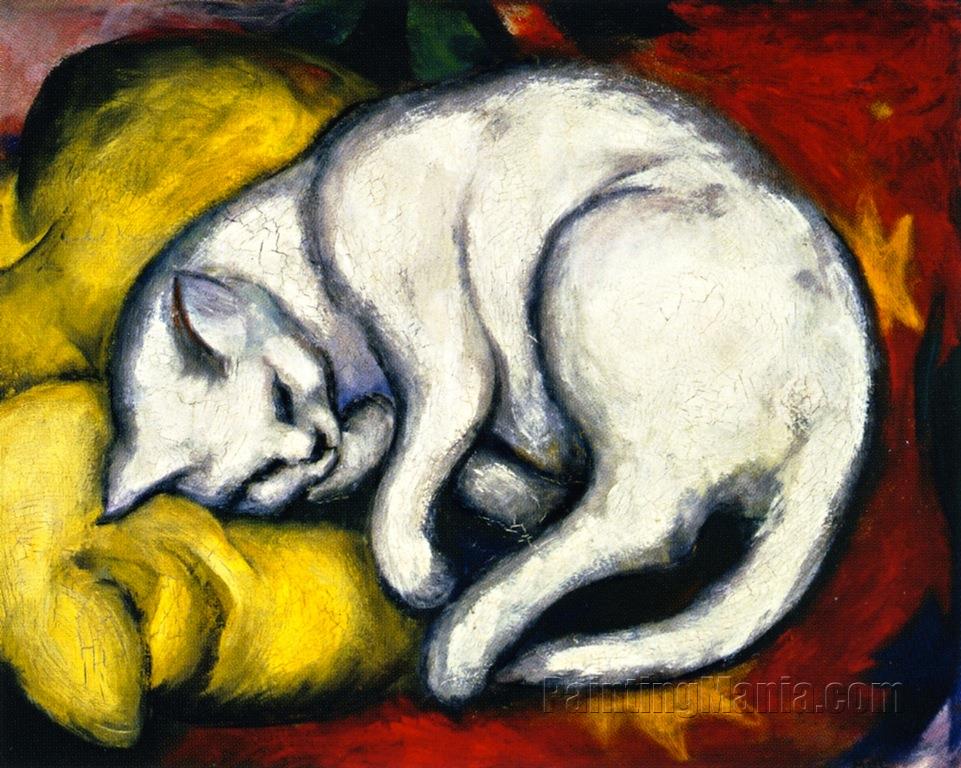The White Cat (Tom Cat on Yellow Pillow)