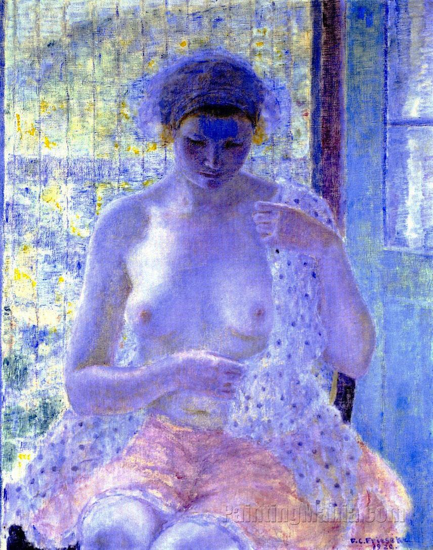 Nude in Window (Seated Female, Semi-Nude)