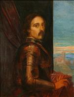 Self Portrait wearing armour at the age of 28. with Villa Medicea at Careggi in the distance