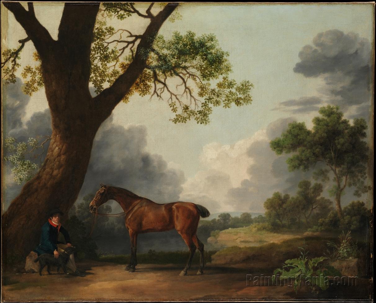 The Third Duke of Doset's Hunter with a Groom and a Dog