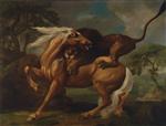 A Lion Attacking a Horse