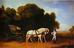 Park Phaeton with a Pair of Cream Pontes in Charge of a Stable Lad with a Dog