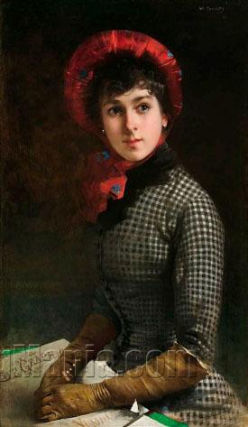 The English Girl with Red Cap and Gloves